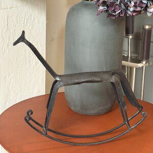 Folk Art Iron Rocking Horse Sculpture